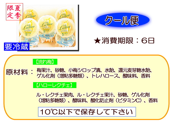 夏季限定 西洋梨 ゼリー 流れ梅 くずきり 詰合せ